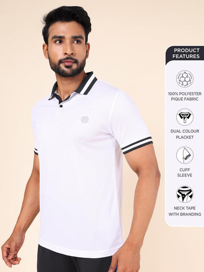 Rupa Colors Mens PLAYSURE Dry FIT Activewear Polo T-Shirt | 100% Polyester Fabric | Dual Color | Contrast Collar | Reflective Lo