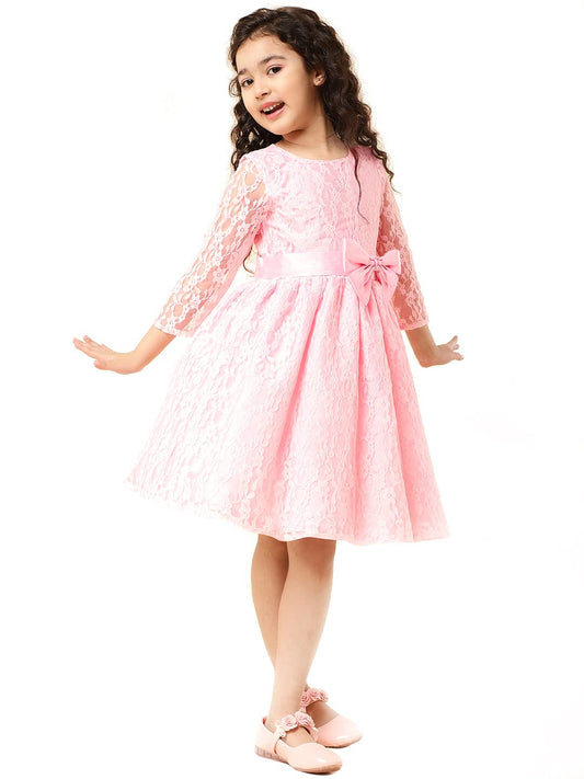 A.T.U.N. Girls Double Bow Dress Baby Pink