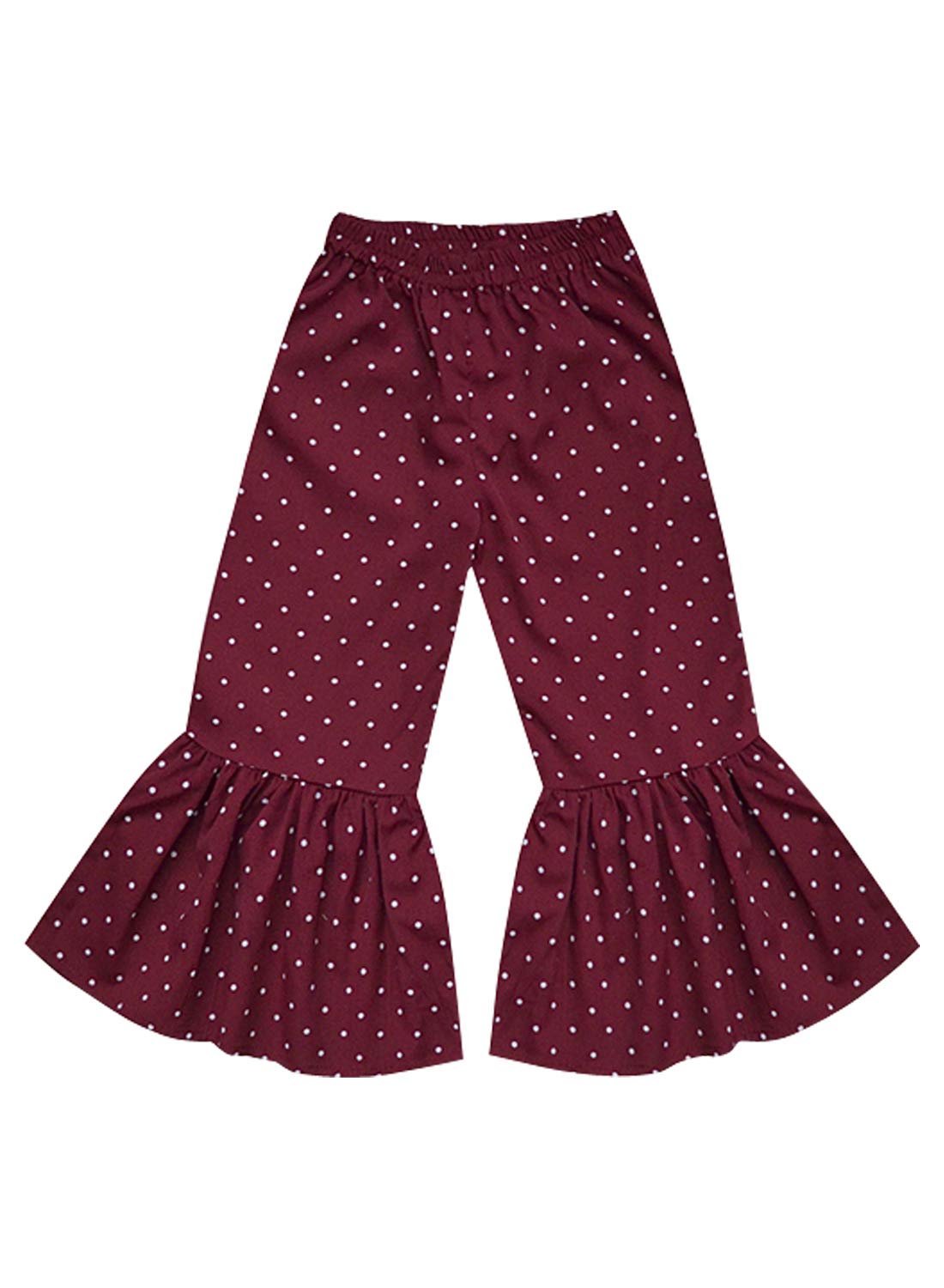 A.T.U.N. (ALL THINGS UBER NICE) Girls High Rise Regular Elasticated Waistband Casual Ruffle Pants Maroon-White