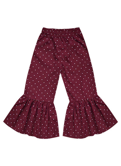 A.T.U.N. (ALL THINGS UBER NICE) Girls High Rise Regular Elasticated Waistband Casual Ruffle Pants Maroon-White