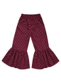 A.T.U.N. (ALL THINGS UBER NICE) Girls High Rise Regular Elasticated Waistband Casual Ruffle Pants Maroon-White