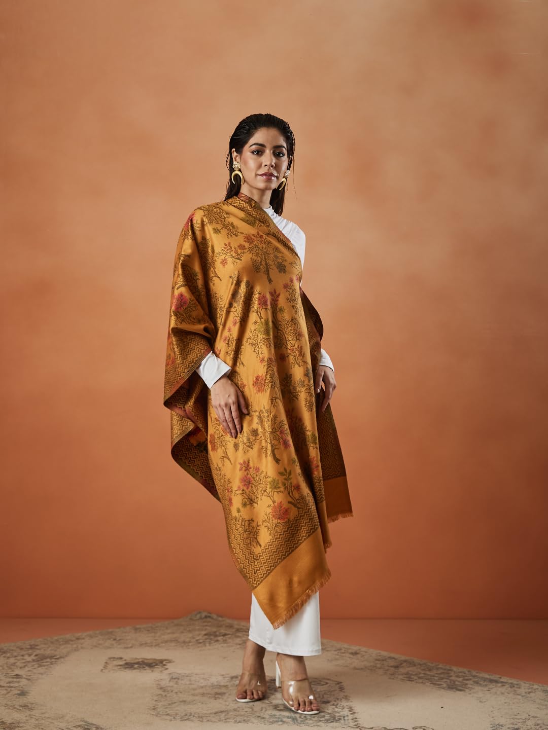 Pashmoda Women Nayab Kaani Wool Blend Stole (Size : 71X203 CM)