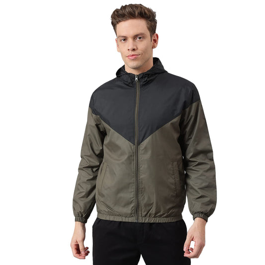 Dennis Lingo MenS Long-Sleeve Regular Fit Colorblocked Hooded Shell Jacket - Waterproof, Lightweight, Casual Winterwear For Men