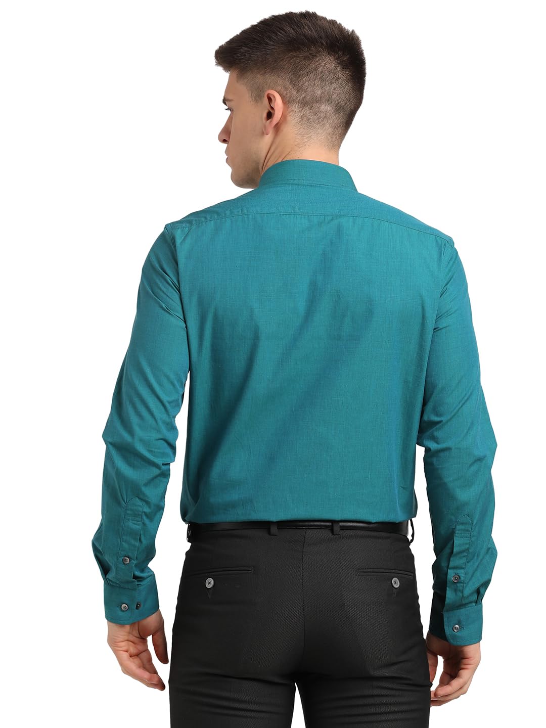 Turtle Men 100% Cotton Slim Fit Solid Full Sleeve Formal Shirt Green