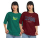 Juneberry Pack Of 2, 100% Pure Cotton, Round Neck, Oversized, Loose, Baggy Fit, Drop Shoulder, Graphic Printed, Half Sleeve T-Sh