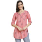 Anubhutee Pink Floral Printed Cotton Straight Short Cotton Kurti For Women