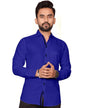 Besix MenS Blue Cotton Blend Full Sleeve Shirt For Man With Tailored Fit Spread Collar And Standard Length - Formal Stylish Wea