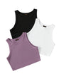 Toochki Tops for Woman | Spandex Top | Crop | Short | Western | Sleeveless | Stretchable | Pack of Three | for Jeans | Black-Whi