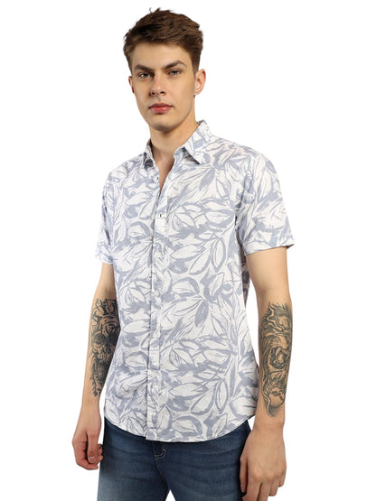 Dennis Lingo MenS| Blue| Half Sleeve| Spread Collar| Printed| Regular Fit| Casual Shirt