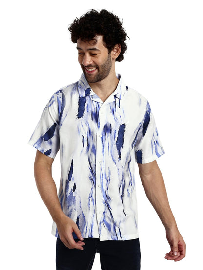 Greciilooks Mens Rayon Casual Shirt Regular Fit Men Casual Shirt (White, Xx-Large)