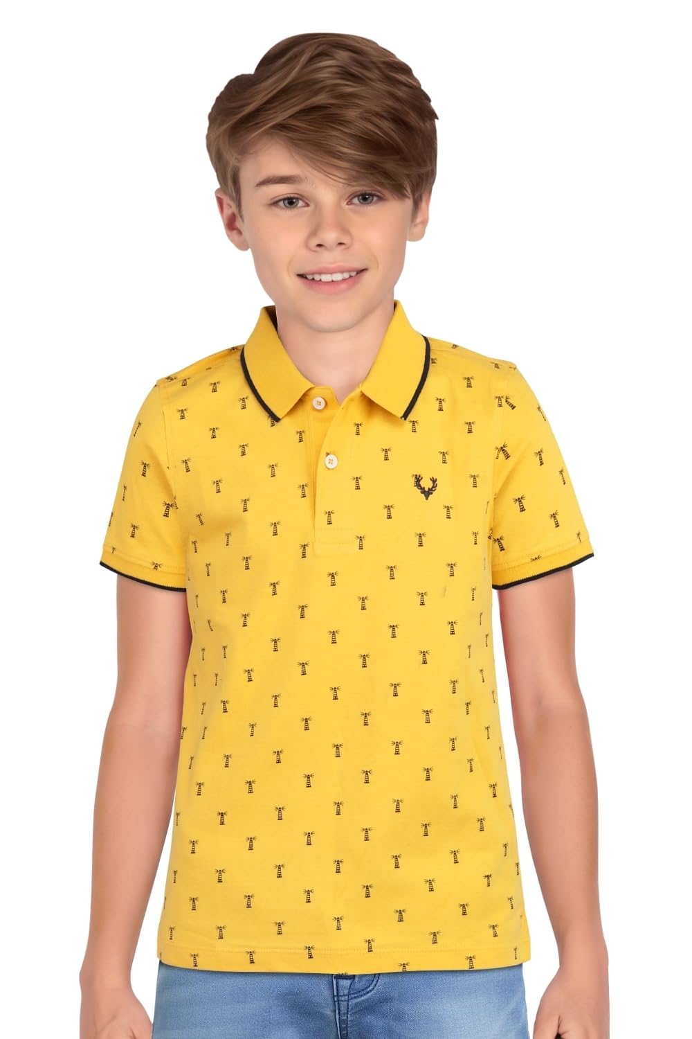Allen Solly Boys Regular Fit Printed Solid Polo Neck Polo Shirt