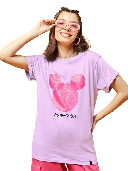 Bewakoof Official Disney Merchandise Womens Graphic Printed Boyfriend T-Shirt_624981_Purple_L