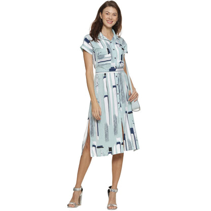 Campus Sutra Women Abstract Print A-Line Dress With Patch Pocket(Suaz_Dresabs01_W_Pln)