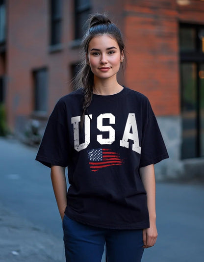 Juneberry Round Neck Drop Shoulder Round Neck Black & White Graphic Printed Pure Cotton Oversized Baggy Fit Half Sleeve T-Shirt