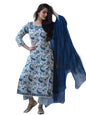 Pinkmint Women's Hevy Cotton Blend Light Blue Kurta Set l Stitched Printed Dupatta Set l Stylish Women Festival Dress (Pack of 1