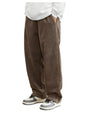 AVANOVA Mens Brown Front Tie Loose Fit Corduroy Baggy Long Slacks Chino Pants with Slant Pocket Simple Casual Trousers, Going O