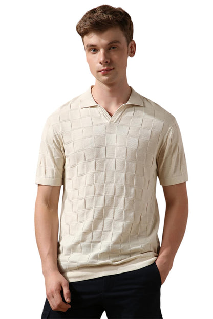 Dennis Lingo Men Marshmallow Textured Half Sleeves Regular Fit T Shirts