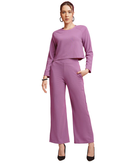 Selvia Womens Co-ords Set|Lycra Crop Top & Trouser Set|Casual Co-ords Set for Women|Two Piece Co-ord Set|Crop Top & Bottom Set(