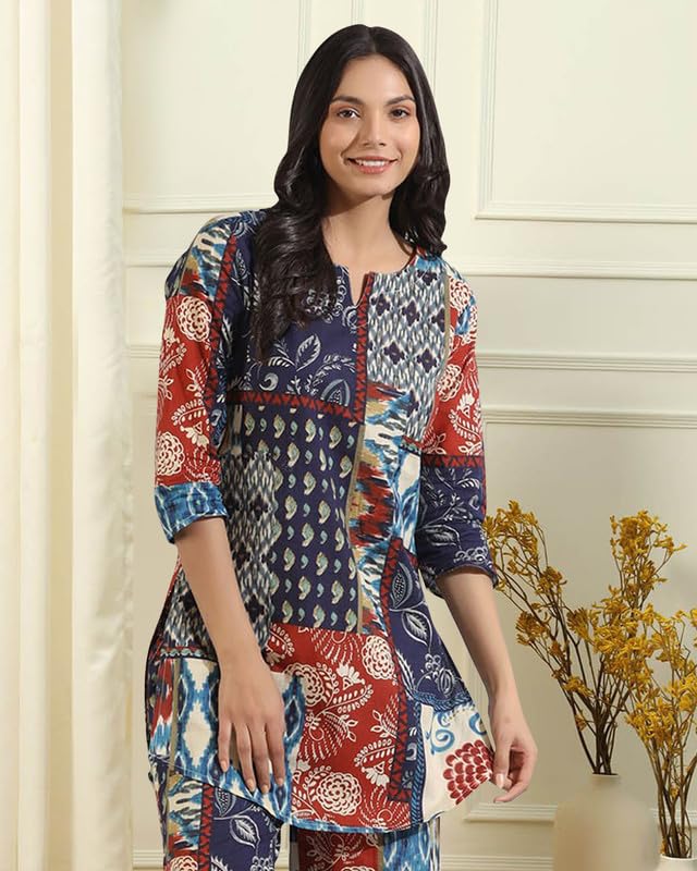 I Enterprise Women'S Cotton Tunic Knee-Length Dress (Y1_Inco-043_Multicolor6