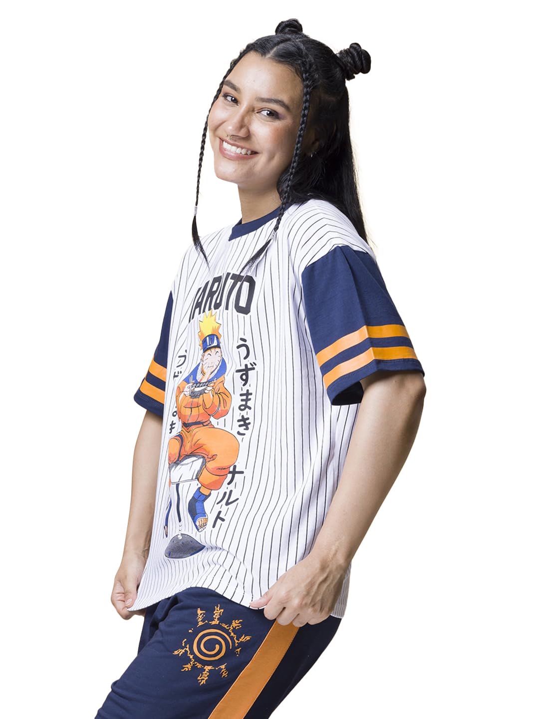 Bewakoof Official Naruto Merchandise Womens Graphic Printed Oversized T-Shirt_603172_Blue_XL
