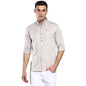 Dennis Lingo MenS Solid Grey Slim Fit Satin Lycra Casual Shirt With Concealed Button Down & Full Sleeves