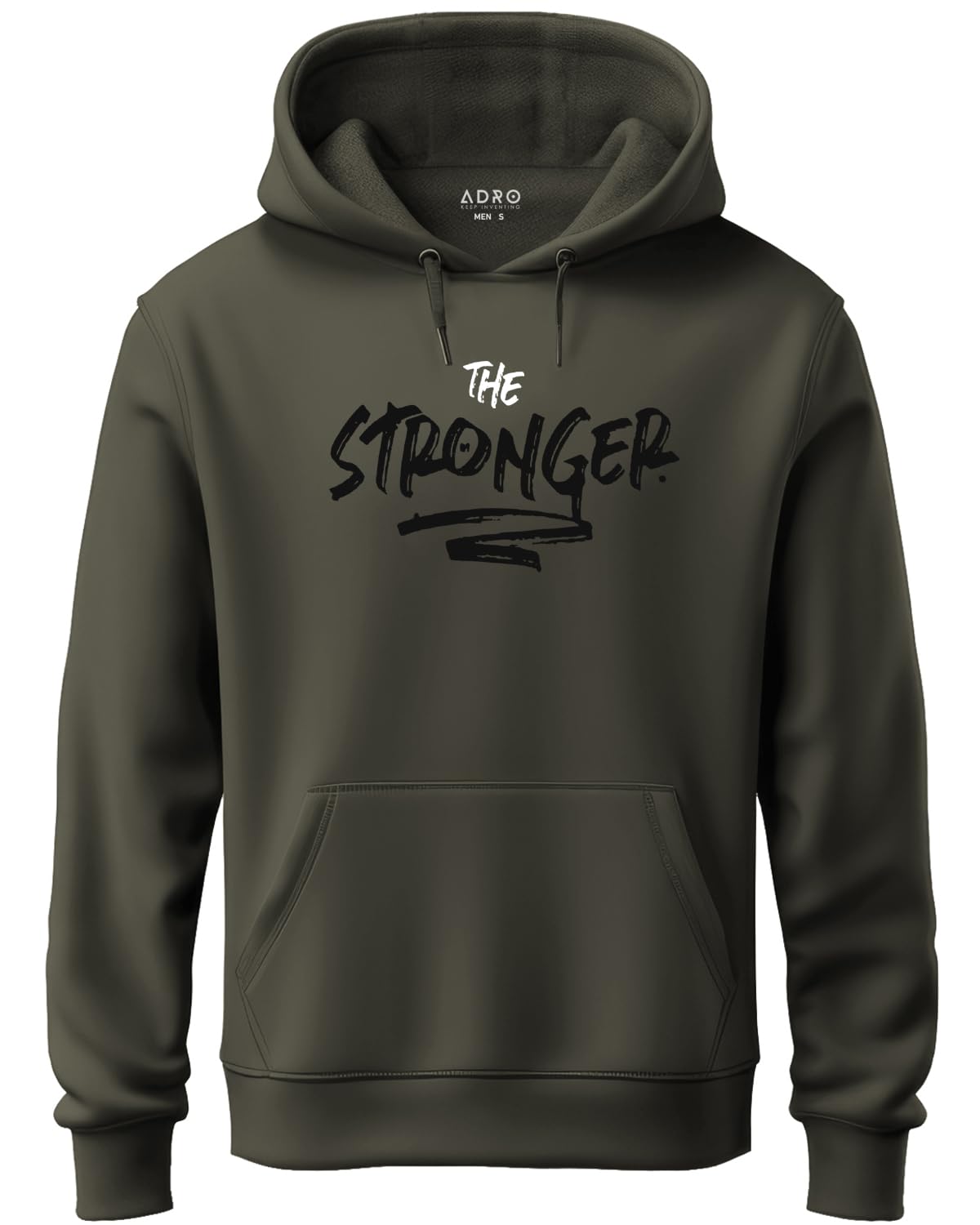 ADRO Men's Cotton Neck Hooded Sweatshirt (H21-M-SGR-OL_Olive)