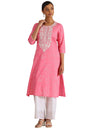 Soch WomenS Cotton Botanical Regular Kurta (Cws5Ku61167_Blush Pink