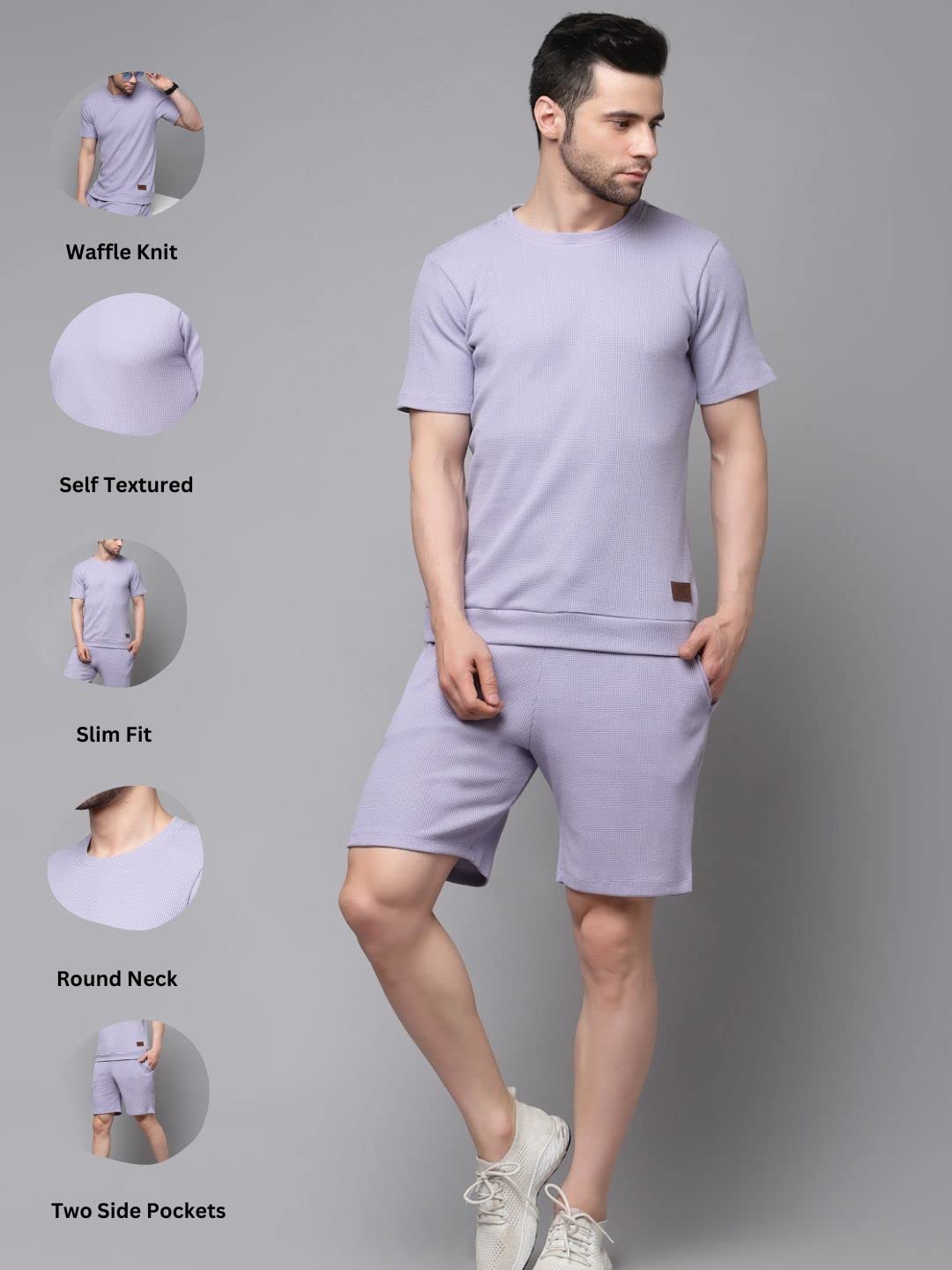 Rigo Waffle Knit Self Textured Co-Ord Set For MenS | Night Suit Set For MenS | Lounge-Wear Nightdress Pajama Set For MenS | N
