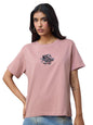 The Souled Store Originals: See You in Hell Women and Girls Short Sleeves Round Neck Pink Graphic Embroidered Cotton Relaxed Fit