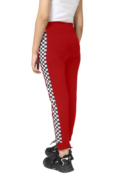 Kyda Kids Girls Cotton Printed Track Pants With Pocket - (Pack Of 1) Red