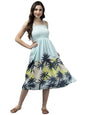 Aarika Womens Georgette Skater Knee-Length Dress (DR-A-W-512_C-Green_XL)