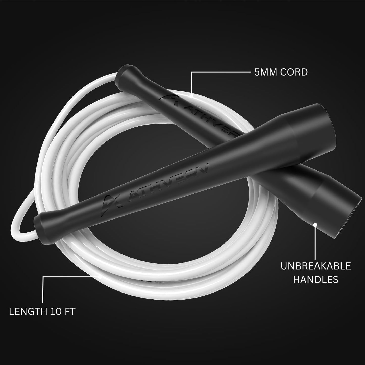 ATHVERV Pro Boxer Jump Rope - Speed Skipping Rope for Boxing Workout, White, Made of Durable PVC