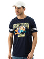 The Souled Store Official Garfield: Procrastination Club Men and Boys Short Sleeve Round Neck Navy Blue Graphic Printed Cotton R