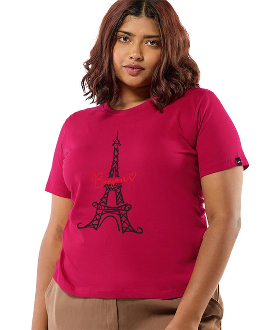 Bewakoof WomenS Graphic Print Regular Fit Half Sleeve Round Neck Pure Cotton Plus Size T-Shirt_694239_Red_5Xl