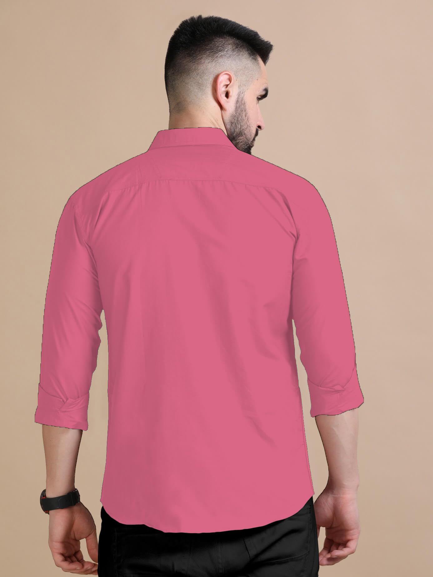 Rebelify MenS Cotton Blend Shirt With Pockets Full Sleeves Collared Neck Solid Pattern Botton Down Closure Relaxed Fit And Stan