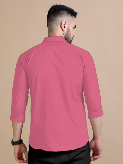 Rebelify MenS Cotton Blend Shirt With Pockets Full Sleeves Collared Neck Solid Pattern Botton Down Closure Relaxed Fit And Stan