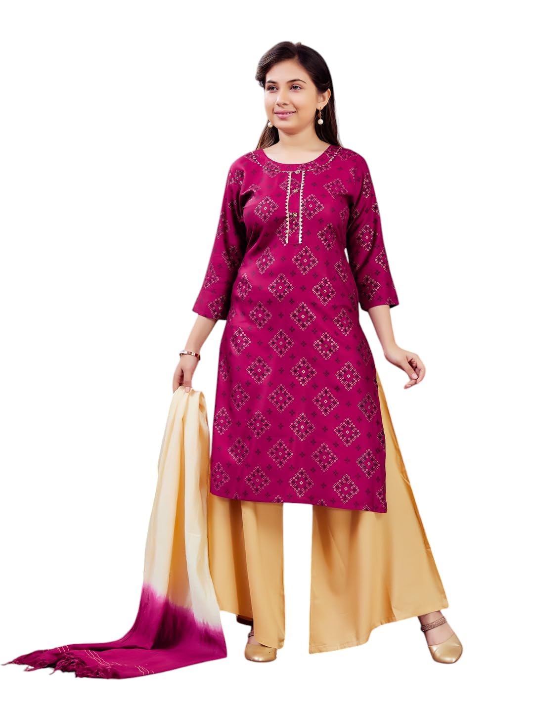 Aarika GirlS Cotton Regular Tunic Shirt (Kurti-F-19_Maroon_40)