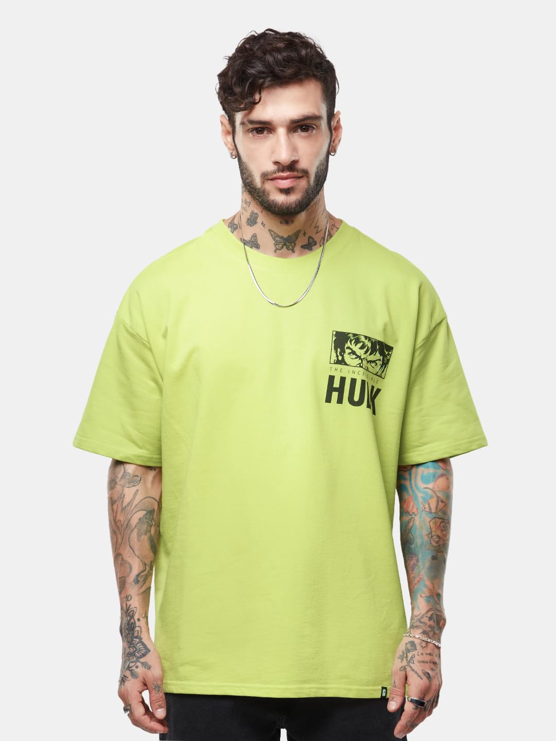 The Souled Store Official Hulk: The Incredible Men Oversized T-Shirts Green