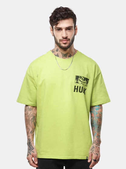 The Souled Store Official Hulk: The Incredible Men Oversized T-Shirts Green