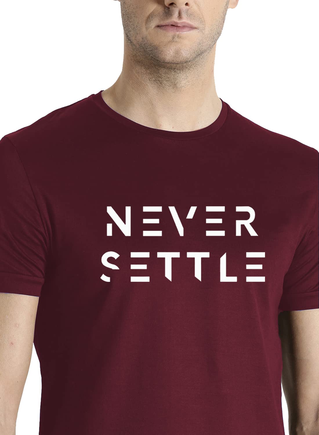 ADRO Mens Never Settle Cotton T-Shirt (RN22-03-SET-MR_Maroon)