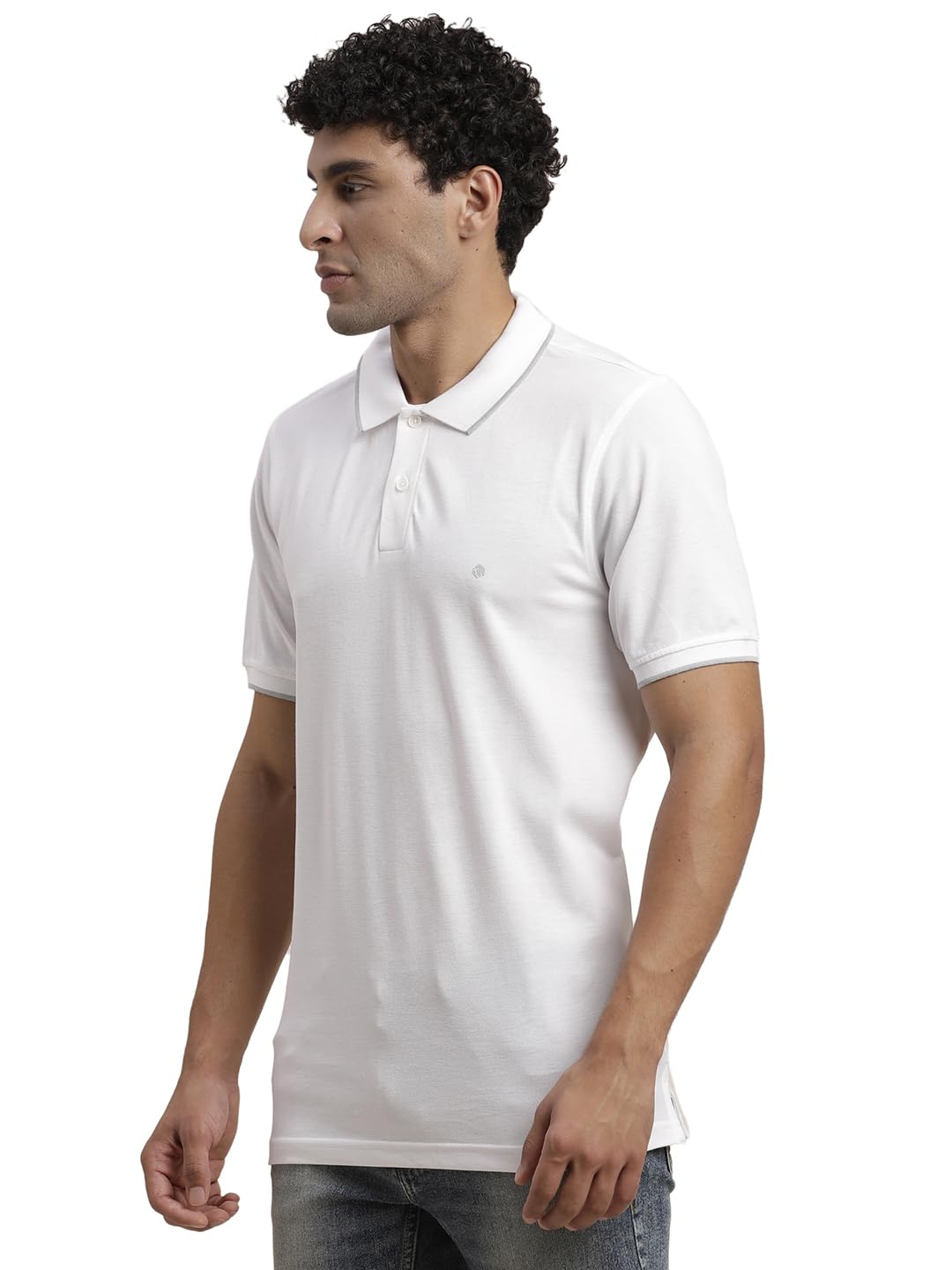 Turtle Men Poly Cotton Solid White Polo Tshirt