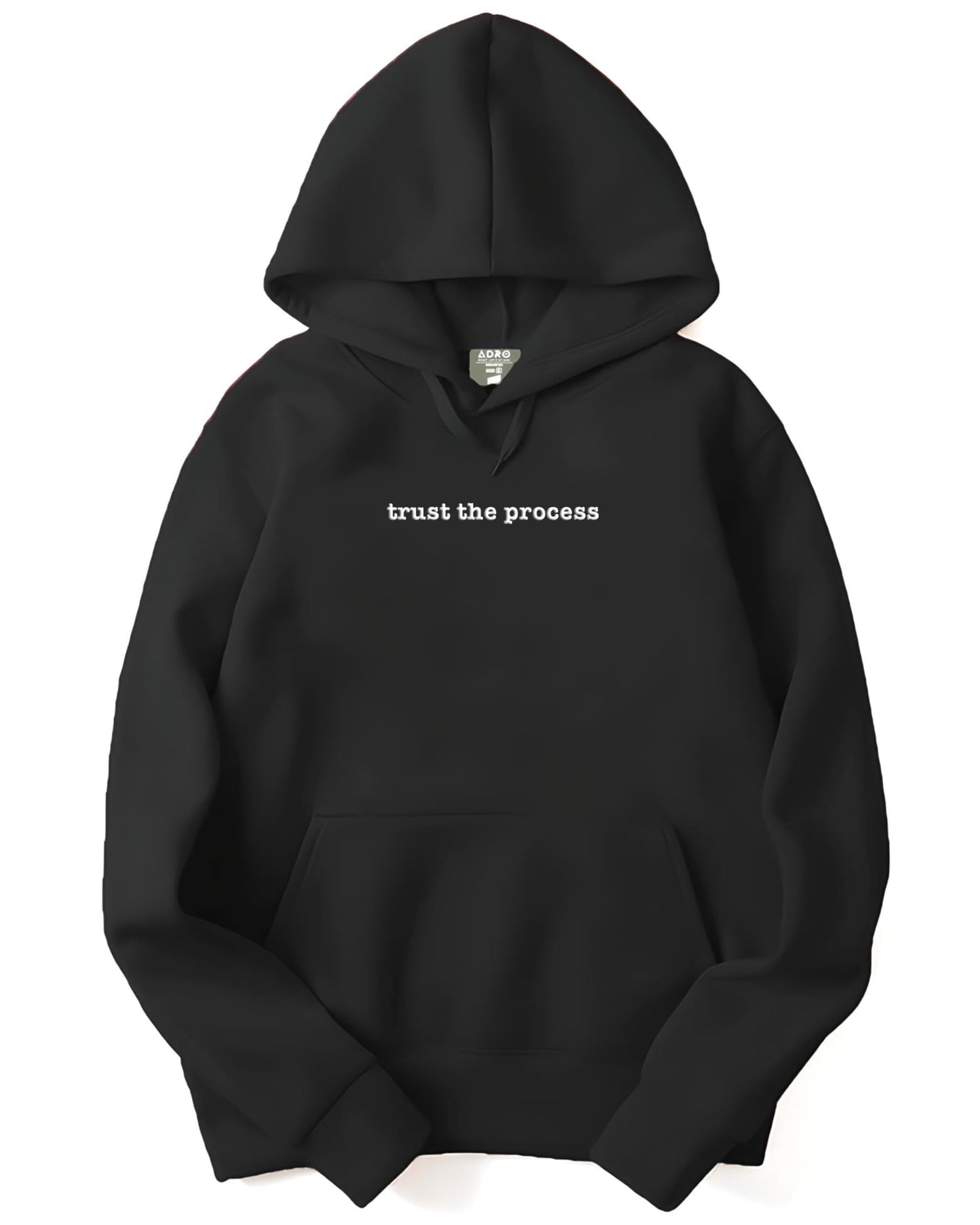 ADRO Mens Premium Cotton Fleece 340 GSM Printed Hoodies (H23-M-TRU-BL_Black)