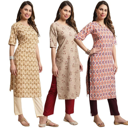 Pinkmint Straight Kurta & Pant for Women Ethnic Kurta Set for Women (Pack of 3)