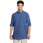Fabindia Men Cotton Printed Short Kurta Indigo_S