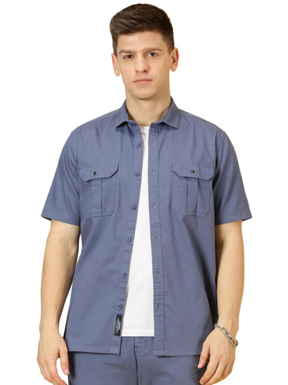 Thomas Scott Mens | Half Sleeve | Double Pockets | Solid | Regular Fit Plus Size | 100% Cotton | Spread Collar | Casual Shirts (