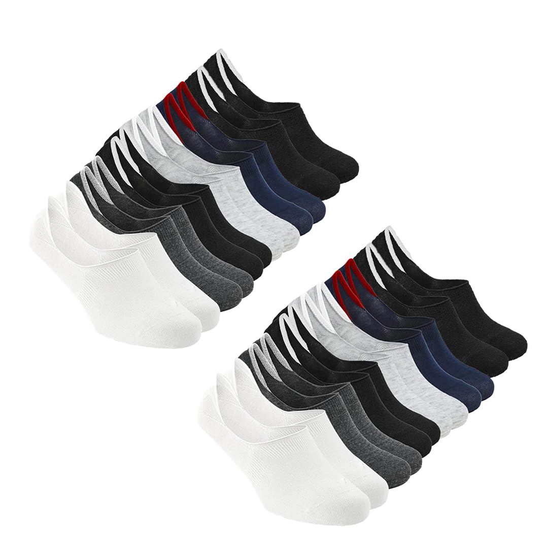 Xjarvis No Show Loafer Socks For Men Combo, Made With Breathable, Moisture Absorbing & Anti Odour Combed Cotton With Anti Slip G