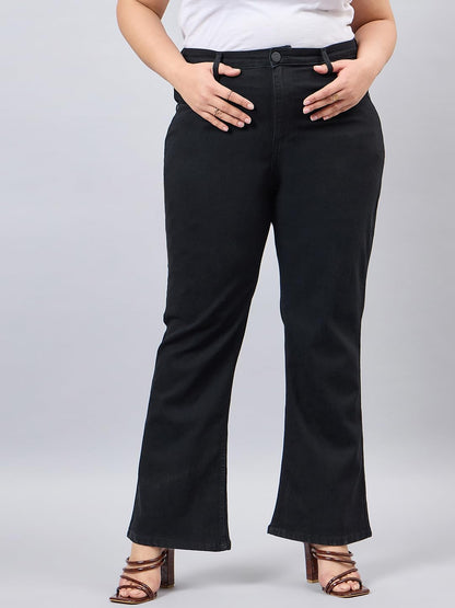 Style Quotient Women Plus Size Black Boot Cut High Rise Stretchable Jeans
