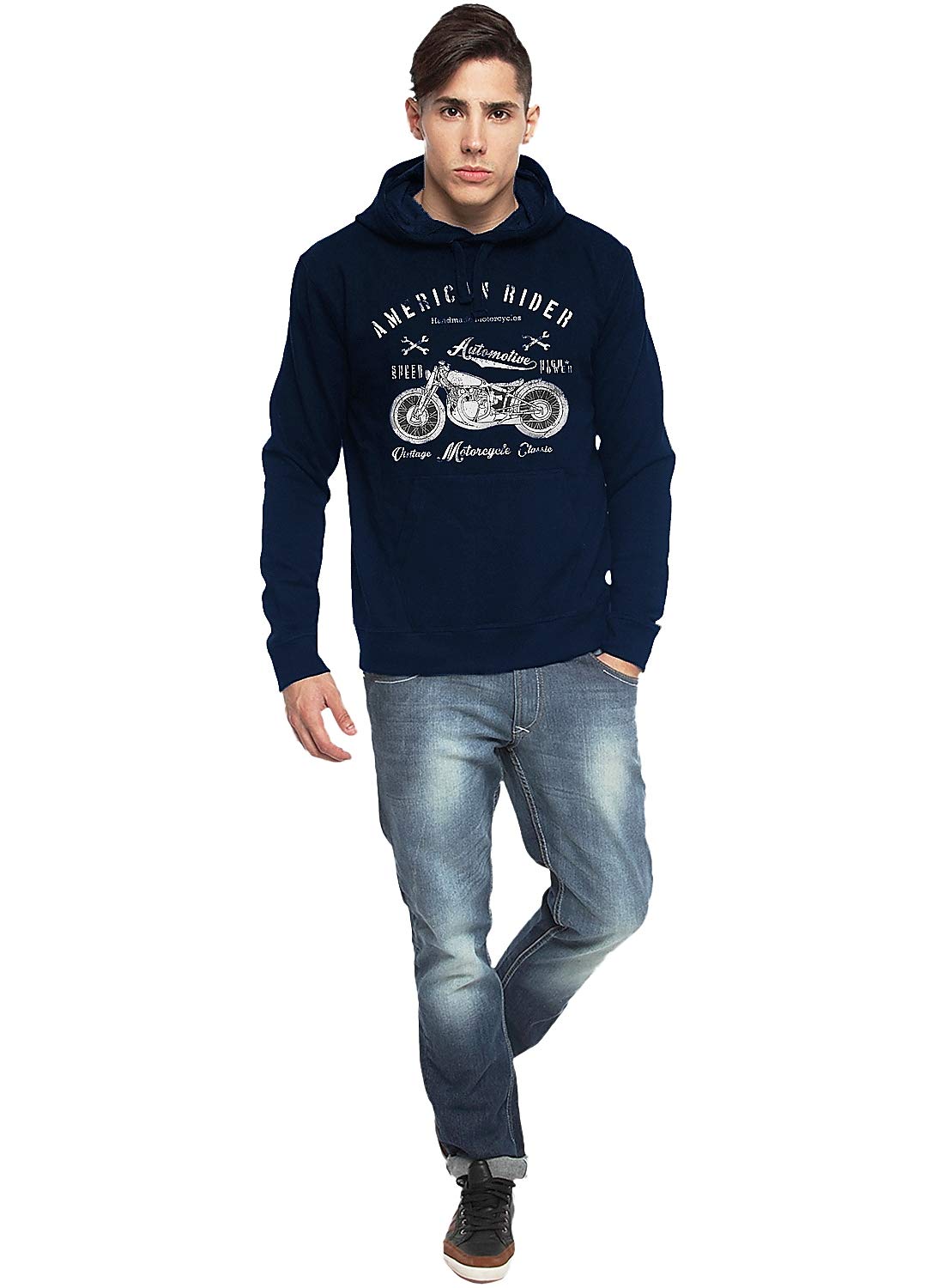 ADRO Men's Fleece Hooded Hoodie (H-M-AME-NB_Navy)