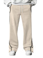 AVANOVA MansBeige Athletic Track Sweatpants Side Button Snap Closure Retro Sports Training Gym Running Workout Casual Street St
