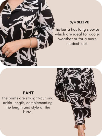 GRECIILOOKS Womens A-Line Rayon Regular Fit Co-Ord Set (Black, X-Large)